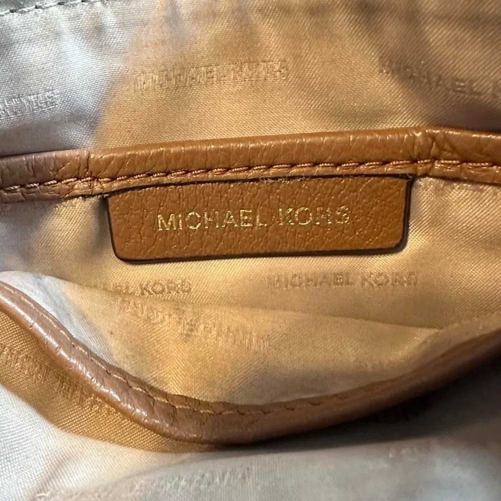 Michael Kors Small Flat Brown Leather Crossbody Bag Purse